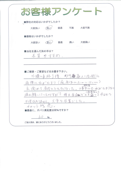 工事の感想を聞かせてください。