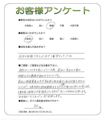 工事の感想を聞かせてください。