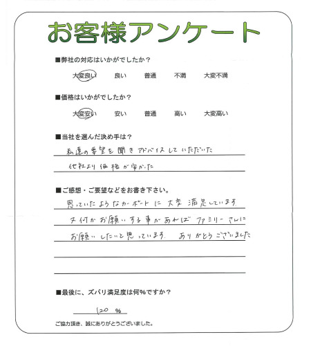 工事の感想を聞かせてください。