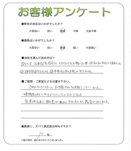 工事の感想を聞かせてください。