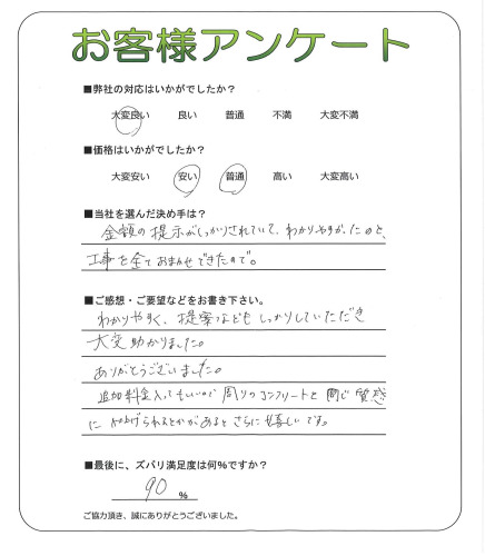 工事の感想を聞かせてください。