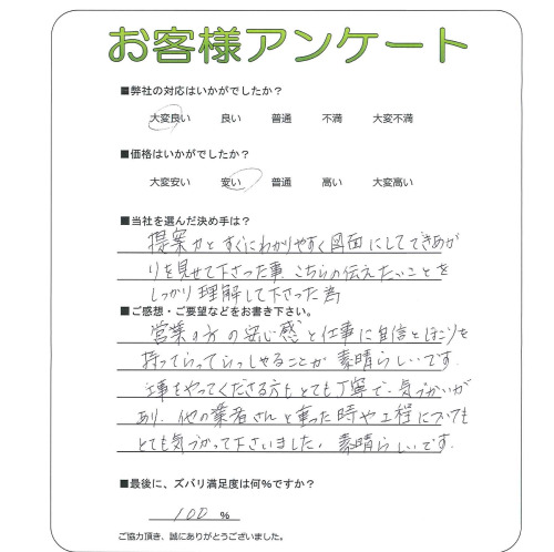 工事の感想を聞かせてください。