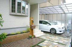 アプローチ床車庫 石貼