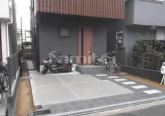 土間コンクリート 縁ライン ピンコロ石