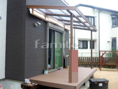 フル木製調テラス屋根 人工木材ウッドデッキ