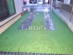 駐車場床 床平板貼り ユニソン リビオ300角 人工芝