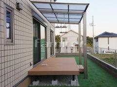 雨除け屋根 LIXIL独立式フーゴFテラス 人工木材ウッドデッキ樹ら楽ステージ