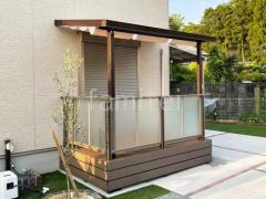 1階テラス屋根 (雨除け) LIXIL フル木製調 シュエット フラット屋根 スタンダード 壁付