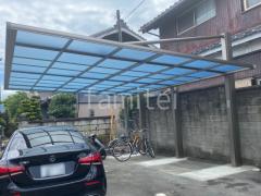 カーポート2台(ワイド) ツイン 三協アルミ ダブルフェース 側面支持 フラット屋根 後ろ柱