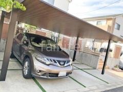 カーポート2台(ワイド) ツイン LIXIL 木製調 カーポートSC フラット屋根 吊り下げ屋根
