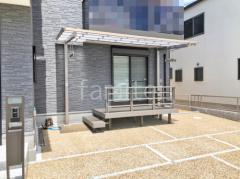 1階テラス屋根 (雨除け) 四国化成 独立式スマートトップ 後柱 フラット屋根 独立式 スタンダード 人工木デッキ LIXIL 人工木 樹ら楽ステージ