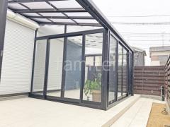 引き戸 樹脂デッキ サンルーム(テラス囲い) YKKAP 木製調 ソラリアF フラット屋根