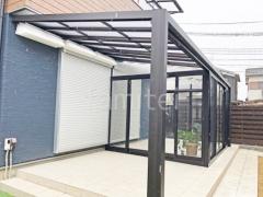 1階テラス屋根 (雨除け) YKKAP ソラリアF フラット屋根 スタンダード 壁付