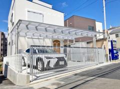 カーポート3台 (横ワイド トリプル) YKKAP エフルージュ FIRST フラット屋根 2台ワイド 跳ね上げ門扉ゲート LIXIL オーバードアS2型
