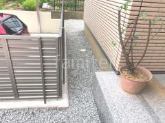 犬走り 防犯砂利敷き バラス砕石 防草シート加工