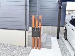 木製調デザインアルミ角柱門柱 プランパーツ 郵便受けポスト LIXIL フラット横型ポスト