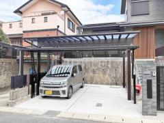 カーポート2台(ワイド) ツイン YKKAP エフルージュ 積雪50cm対応 フラット屋根 2台ワイド 跳ね上げ門扉ゲート LIXIL オーバードアS2型